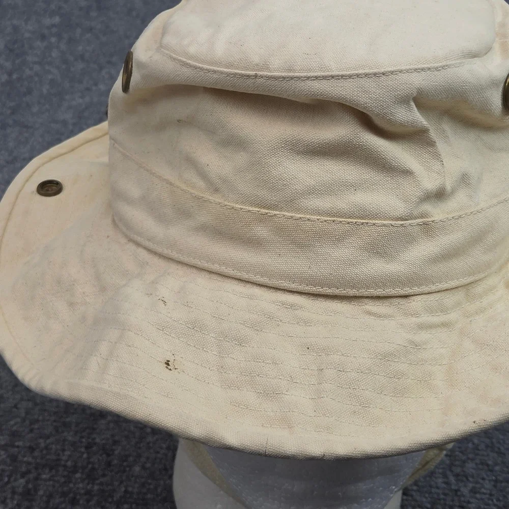 Vintage Tilley Boonie Hat Cream Canvas Snap Up 7 3/8 Brim Safari Sun Bucket Hat